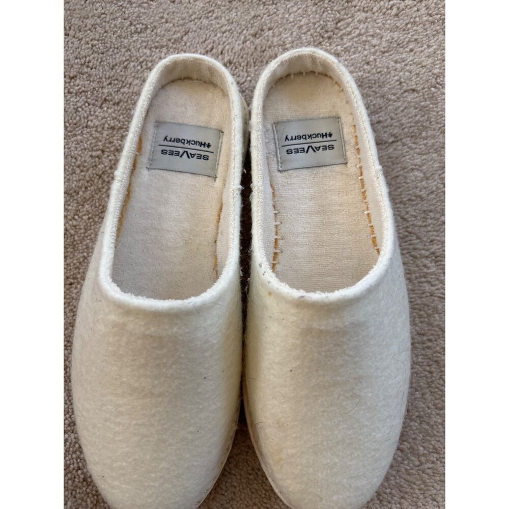 SeaVees + Huckberry Womens Wool Slippers Size 7 White Cozy Indoor Footwear - Picture 2 of 11